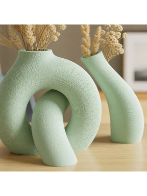 Ulu Pazarlama 3D Baskı Interlocking Vazo - Iç Içe Geçen Dekoratif Vazo-Mint
