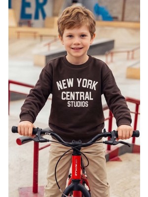 FullaModa 3 İplik New York Baskılı Erkek Çocuk Sweatshirt