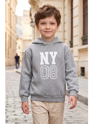 FullaModa 3 İplik Yazı ve Sayı Baskılı Kapüşonlu Erkek Çocuk Sweatshirt
