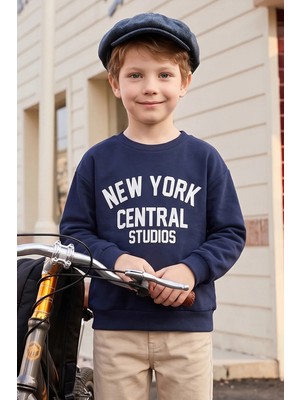 FullaModa 3 İplik New York Baskılı Erkek Çocuk Sweatshirt
