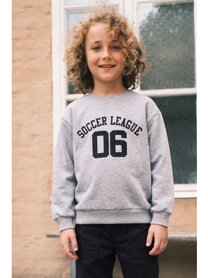 FullaModa 3 İplik Soccer League Baskılı Erkek Çocuk Sweatshirt