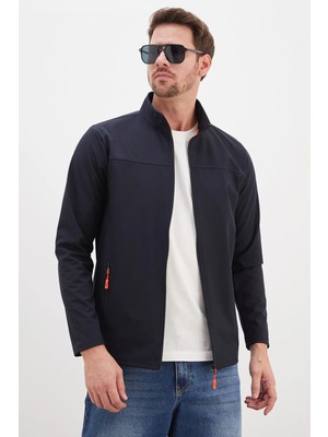 FullaModa Fermuarlı Dik Yaka Softshell Ceket