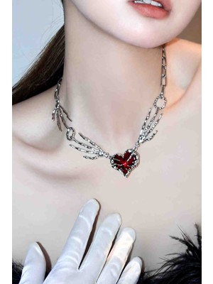 Kiraz Çiçeği Jewelry Kore Tarzı Gotik Kalp Kolye