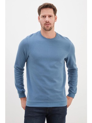 FullaModa Fitilli Bisiklet Yaka Selanik Örgü Sweatshirt