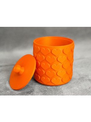 3D Baskı Kalp Desenli Kapaklı Saklama Kutusu - Iki Renkli Organizer - Turuncu