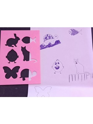 Bezos 3D Baskı Hayvan Figürleri Çizim Şablonu - Çoklu Desen Kalıbı - Pembe
