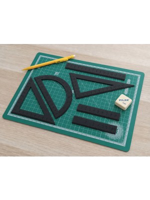 Bezos 3D Baskı Geometri Cetvel Seti - Iletki, Gönye ve Ölçüm Araçları - Siyah