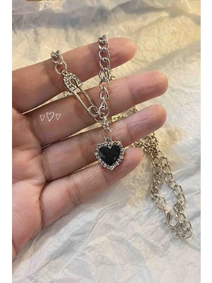Kiraz Çiçeği Jewelry Kore Tarzı Punk Kalp Kolye