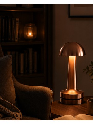 Dokunmatik Mantar Gece Lambası Bronz LED Masa Aydınlatması - Lisinya