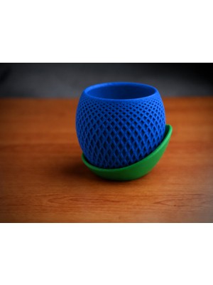 Belirtilmemiş 3D Baskı Küre Saksı - Kafes Dokulu Iki Parçalı Dekoratif Saksı - Mavi-Yeşil