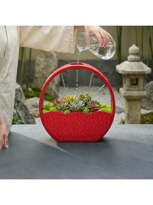Belirtilmemiş 3D Baskı Self-Watering Planter - Kendi Kendini Sulayan Saksı-Kırmızı