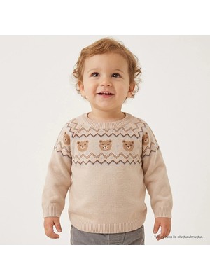 Hellobaby Erkek Bebek Kazak Hayvan Baskılı Bisiklet Yaka Long Sleeve