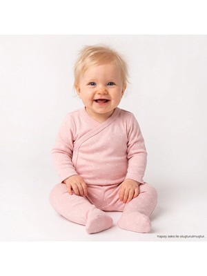 Hellobaby Yenidoğan Kız Bebek Zıbın Body-Patikli Alt Bisiklet Yaka Uzun Kol Patikli Paça