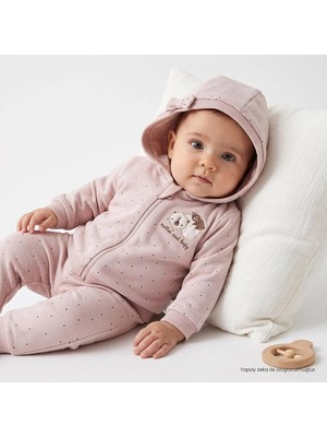 Bebetto Kız Bebek Sweatshirt-Hırka-Alt Hayvan Baskılı Bisiklet Yaka Long Sleeve Patiksiz