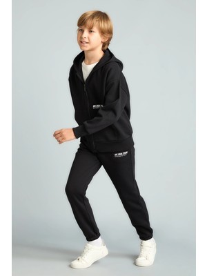 DeFacto Baskılı Lastikli Paça Kalın Kumaş Jogger Eşofman Altı Erkek Çocuk H9685A826WN