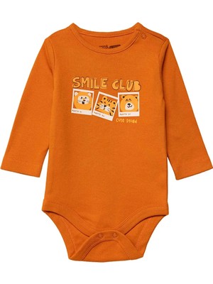 Hellobaby Erkek Bebek Body Hayvan Baskılı Çıtçıtlı Modelli Yaka Long Sleeve