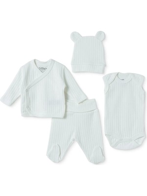 Tiffany Unisex Prematüre Set Çıtçıtlı Zarf Yaka Long Sleeve Patikli