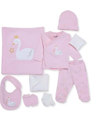 Hellobaby Kız Bebek 10LU Hastane Çıkışı Hayvan Baskılı Çıtçıtlı Zarf Yaka Long Sleeve Patikli