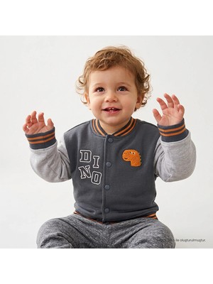 Hellobaby Erkek Bebek Kolej Ceket Dinozor Baskılı Çıtçıtlı V Yaka Long Sleeve