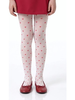 Penti Beyaz Pretty Red Little Heart Külotlu Çorap