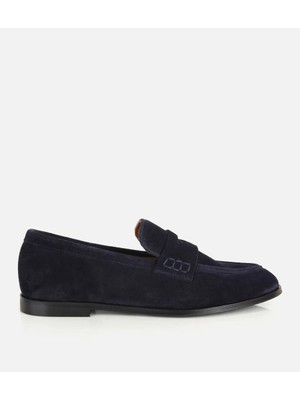 Hotiç Kadın Süet Deri Lacivert Yumuşak Dokulu Klasik Loafer