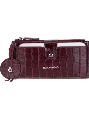 BloominBag Burgundy Croco Lozan Hakiki Deri Çapraz Askılı Telefon Bölmeli Cüzdan Çanta
