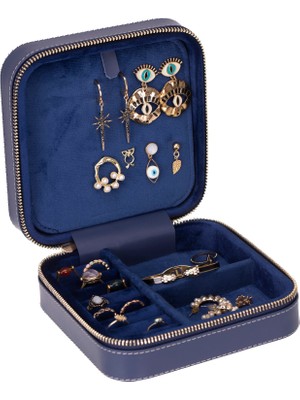 BloominBag Amanda Slate Marine Grande Gerçek Deri Takı & Mücevher Kutusu