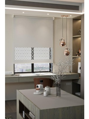 Perdea Lazer Kesim Mat Stor Perde, Lazer Kesimli Modern Serisi, M-4001 Beyaz RENK,200 x 260