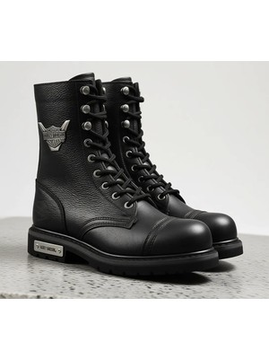 Harley Davidson 025M100553 Colmar Siyah Baskılı Deri Erkek Bot Kışlık Rahat Tabanlı 40 Numara
