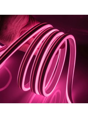 Ema Dükkan 15 Metre 220 Volt Pembe Neon Led Tak Çalıştır 8x16mm Esnek Hortum Led Suya Dayanıklı Şerit Aydınlatma