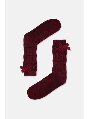 Suwen Fluffy Velvet Ribbon Soket Çorap
