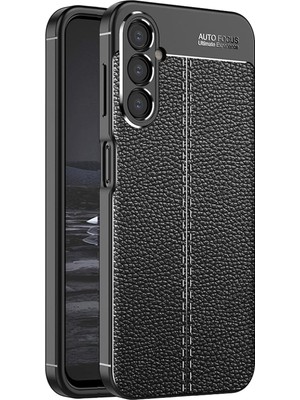 A24 Için Kılıf Deri Dokulu Silikon Siyah Galaxy A24 ile Uyumlu Kılıf - Siyah