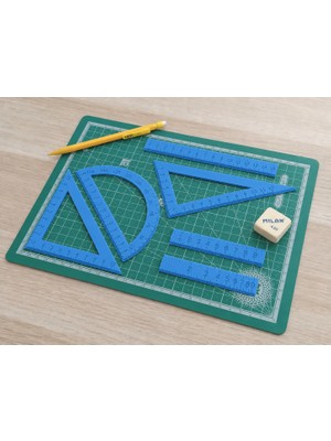 Bezos 3D Baskı Geometri Cetvel Seti - Iletki, Gönye ve Ölçüm Araçları - Mavi