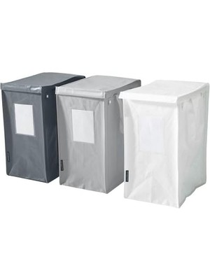 Ikea 3 Adet Çamaşır Sepeti, Beyaz-Koyu Gri-Açık Gri Meridyendukkan 35LITRE 22X35X45 Cm/çamaş�