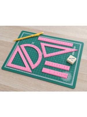Bezos 3D Baskı Geometri Cetvel Seti - Iletki, Gönye ve Ölçüm Araçları - Pembe