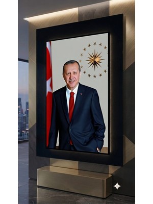 Recep Tayyip Erdoğan Reis Başkan Başkomutan Uzun Adam Rte 4mm Tamperli Uv Baskı Cam Tablo Ev Ofis Duvar Dekor Hediyelik Tablo Premium Marka Canlı Deluxe UHD Baskı Gerçek Cam