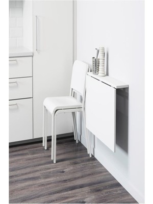Ankara Orman Ürünleri MDF Duvara Monte Katlanır Açılır Kapanır Mutfak Masası 60 x 45 cm Beyaz Tasarım
