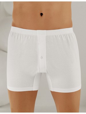 Şahinler Erkek Boxer Beyaz 6'lı Paket Pamuklu Penye M Beden Desensiz Rahat Kullanım ME010