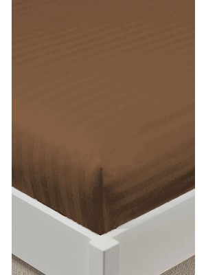 Varol %100 Pamuk Saten Stripe Battal Boy (King Size) Lastikli Çarşaf Takımı – 30 cm – 2 Yastık Kılıfı – 180X200