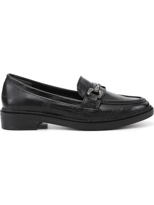 Gönderi(r) Kadın Siyah Kroko  Loafer Ayakkabı