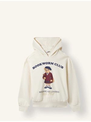 DeFacto Oversize Kapüşonlu Ayıcık Baskılı Sweatshirt Kız Çocuk I3608A826WN