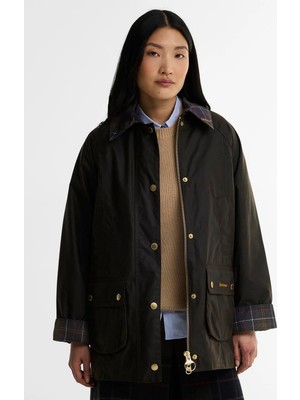 Barbour Icons Tartan Modern Beadnell Yağlı Ceket OL71 Olive-Classic Tartan