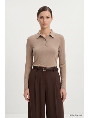 Rays Polo Yaka Uzun Kol Bluz 8222A Vizon