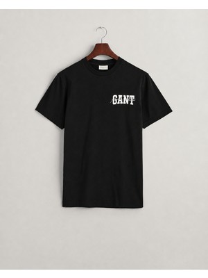 Gant Saf Pamuk Regular Fit Bisiklet Yaka Erkek Tişört 433.L Siyah