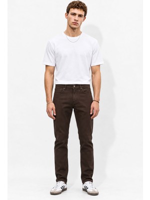 Vena Erkek Richard Slim Fit 5 Cep Parça Boya Pantolon-Kahverengi