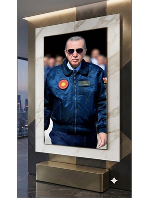 Elmas Dizayn Recep Tayyip Erdoğan Reis Başkan Başkomutan Uzun Adam Rte 4mm Tamperli Uv Baskı Cam Tablo Ev Ofis Duvar Dekor Hediyelik Tablo Premium Marka Canlı Deluxe UHD Baskı Gerçek Cam