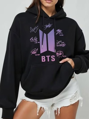 BarsDepo Bts Baskılı Hoodie Sweatshirt %100 Pamuk | Supriz Hediyeli