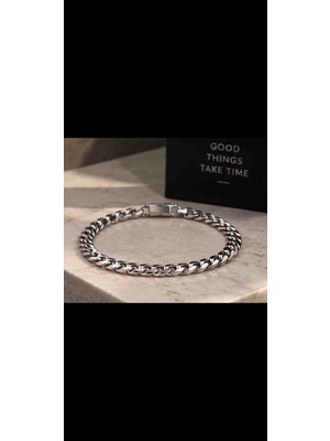 Xuping Jewelry Unisex Gümüş Renk Çelik Zincir Bileklik