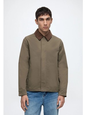 Jack & Jones Erkek Ceket Mont Mevsimlik Kadife Yaka Cepli Dokuma Regular Fit Gizli Pat Günlük Baharlık Coach 12299081