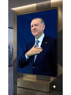 Elmas Dizayn Recep Tayyip Erdoğan Reis Başkan Başkomutan Uzun Adam Rte 4mm Tamperli Uv Baskı Cam Tablo Ev Ofis Duvar Dekor Hediyelik Tablo Premium Marka Canlı Deluxe UHD Baskı Gerçek Cam